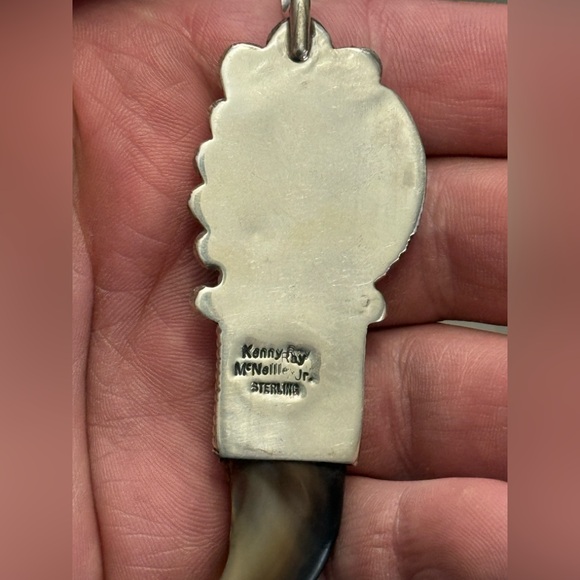 Sterling silver HUGE signed bumblebee jasper & onyx signed bear claw pendant 925 - Picture 12 of 14